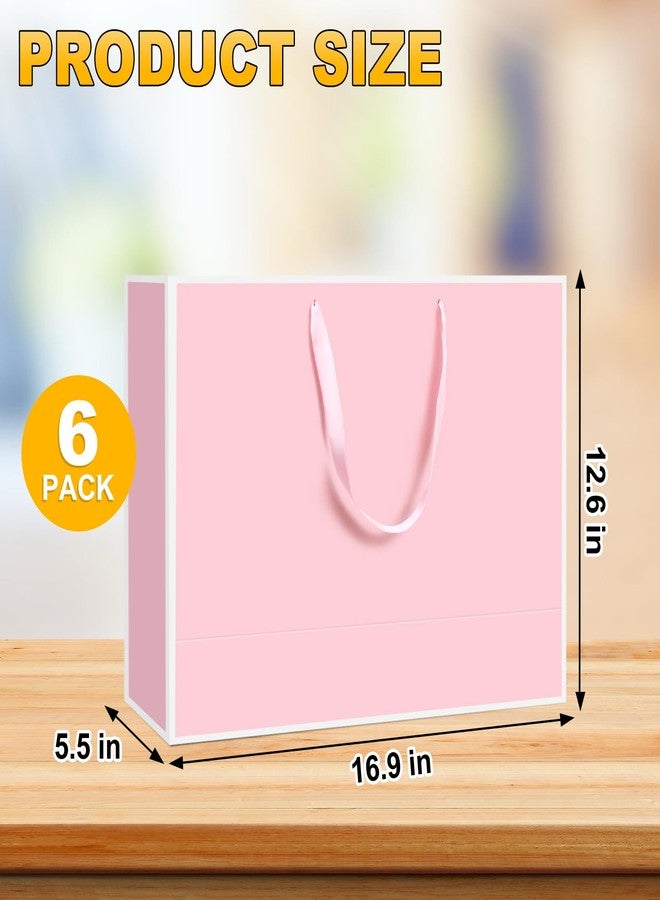 Xloey Large Pink Gift Bags,6Pcs 17"x5.5"x12.6" Paper Gift Bags with Ribbon Handles,Gift Wrap Bags for Bridesmaid,Women,Girls,Birthday,Valentines,Wedding Party - Image 2